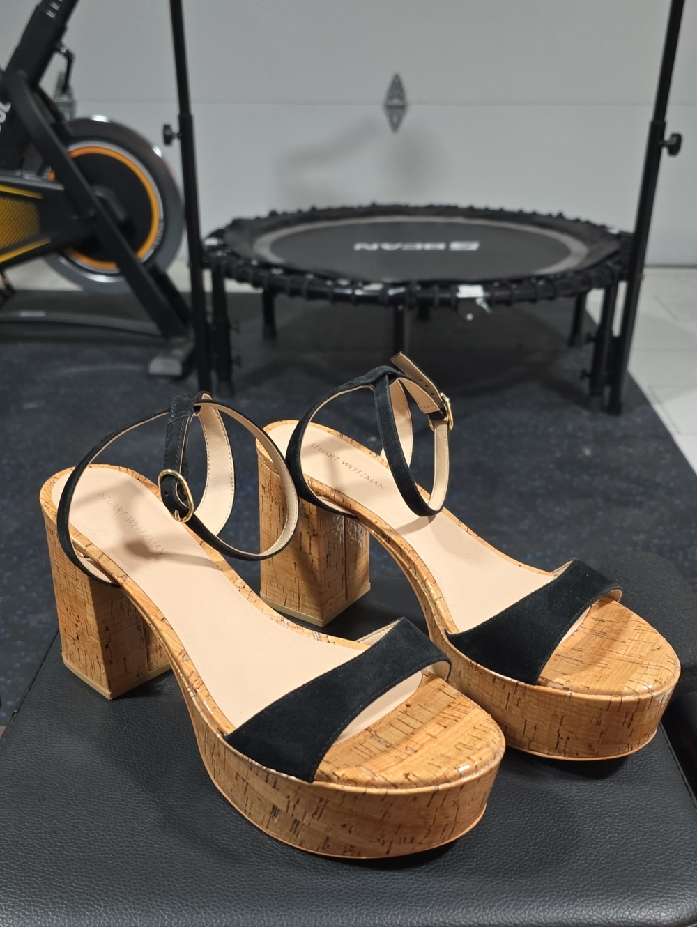 Stuart Weitzman Black Suede  Platform Sandals
